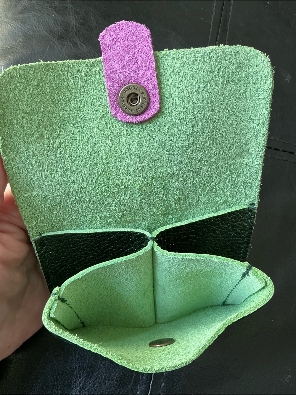 Portland Leather Goods PLG Euro Wallet in Metallic Greench (green) - Picture 3 of 3